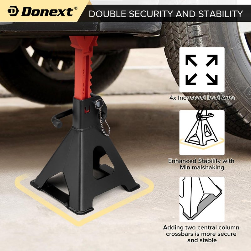 Donext حامل رافعة Donext بسعة 3 طن (6500 رطل) من الفولاذ بقفل مزدوج زوج واحد من حامل الرفع الأسود حامل رافعة قابل للتعديل - Image 2